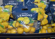 Pouch bags with lemons at the Sunkist booth.